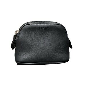 Coach Classic Vintage Dome Black  Leather Legacy Rare Zip Coin Purse Cosmetic